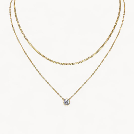 Theiaura Luminary Link Chain and Moissanite Necklace Set - THEIAURA&CO.