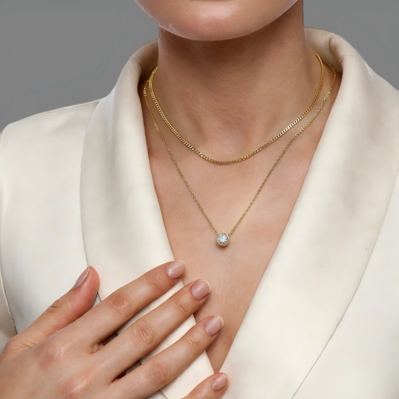 Theiaura Luminary Link Chain and Moissanite Necklace Set - THEIAURA&CO.