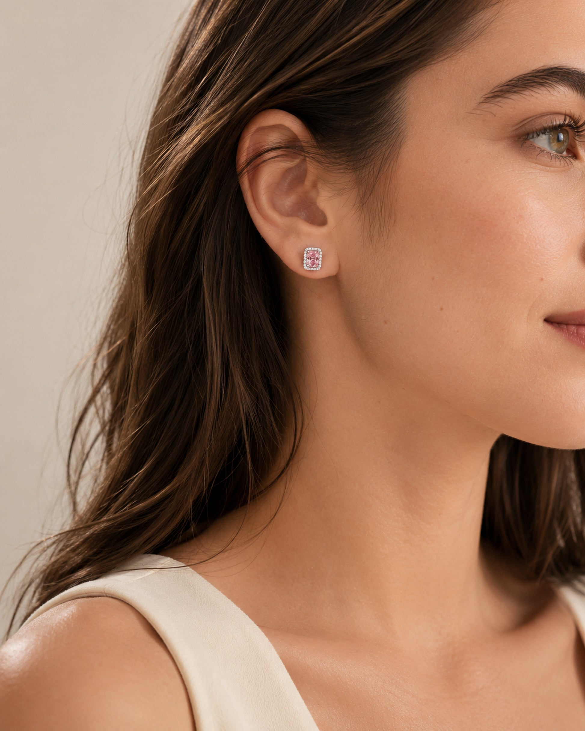 Theiaura Luminous Halo Stud Earrings worn on model