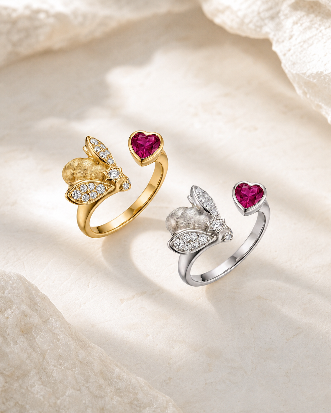Meliora Bee Open Ring Gold and Silver color options