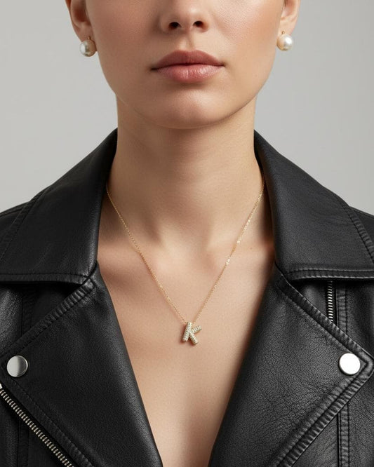 Theiaura Moissanite Letter Necklace Pendant