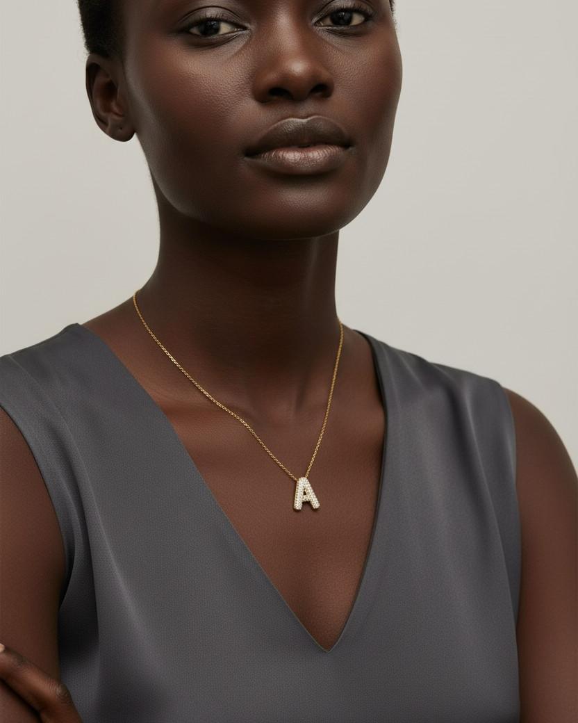 Theiaura Moissanite Letter Necklace Pendant - THEIAURA&CO.