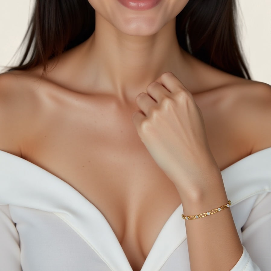 Theiaura Paperclip Moissanite Chain Bracelet - THEIAURA&CO.