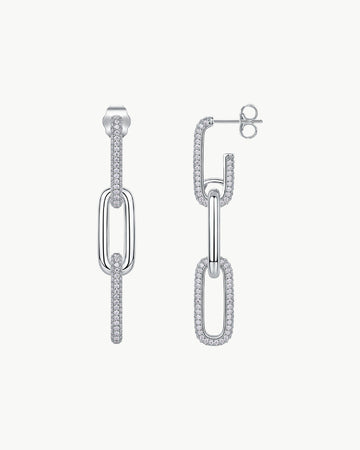 Theiaura Pavé Moissanite Paperclip Drop Earrings – Triple Link Design - THEIAURA&CO.