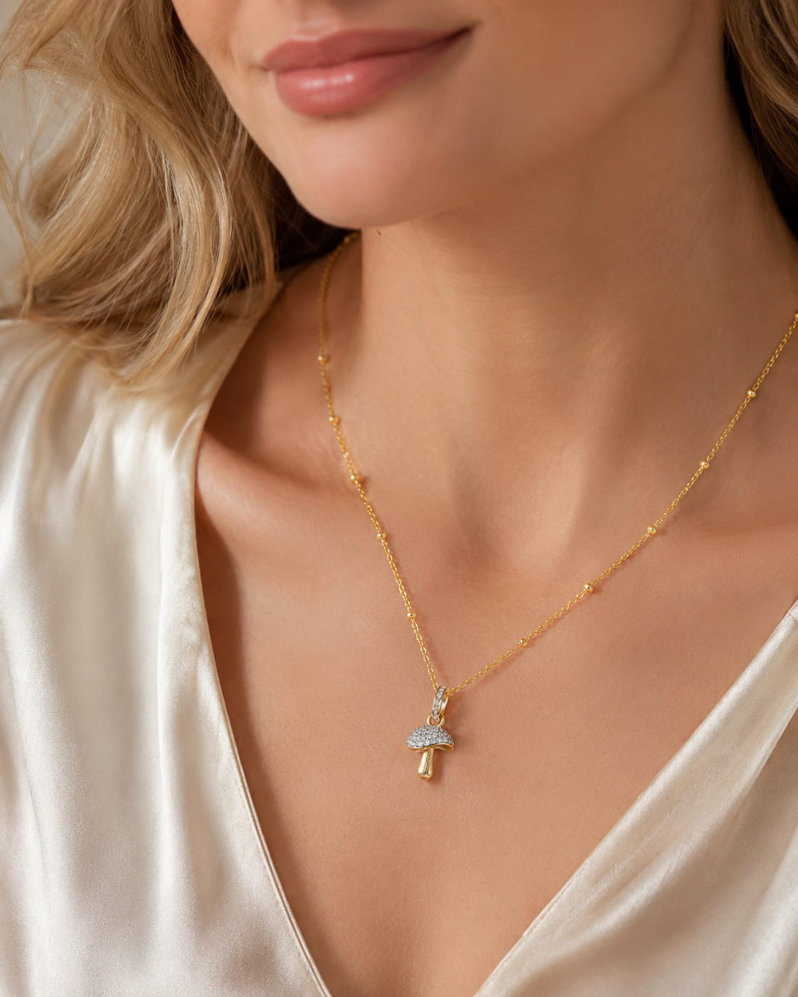 Theiaura Pavé Mushroom Pendant Necklace - THEIAURA & CO.