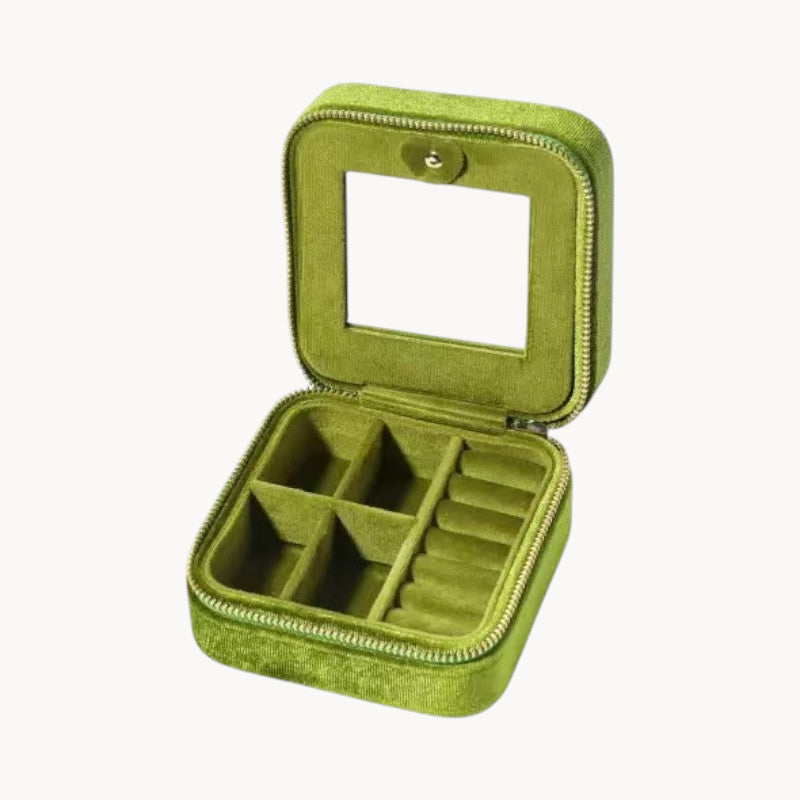Theiaura Quilted Velvet Travel Jewelry Case