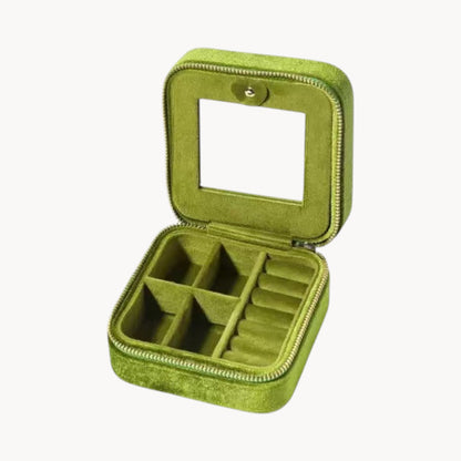 Theiaura Quilted Velvet Travel Jewelry Case