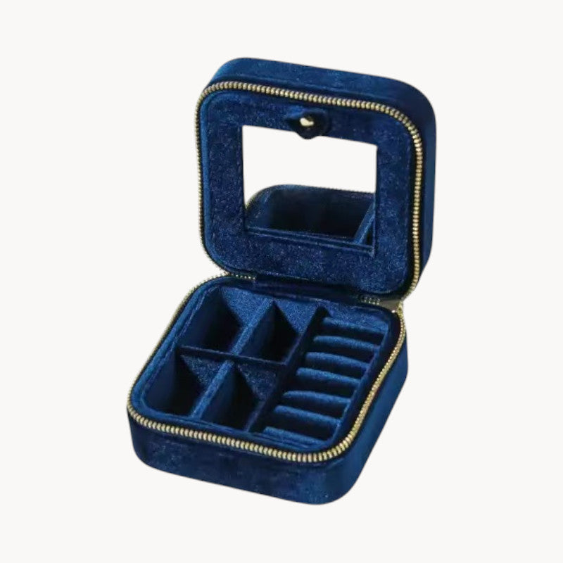 Theiaura Quilted Velvet Travel Jewelry Case