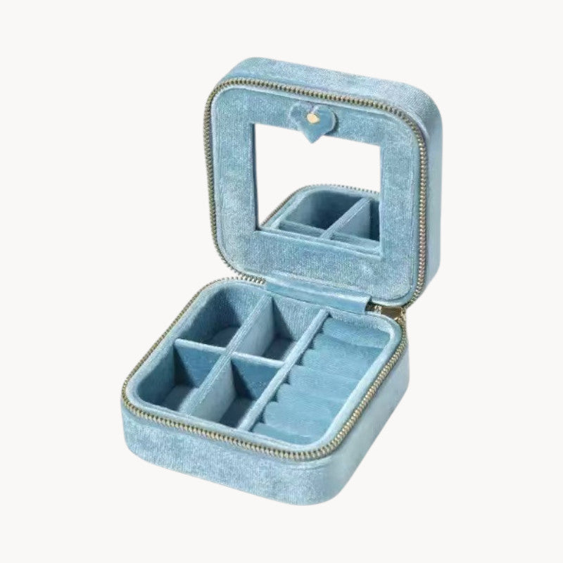 Theiaura Quilted Velvet Travel Jewelry Case