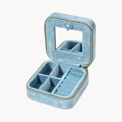 Theiaura Quilted Velvet Travel Jewelry Case