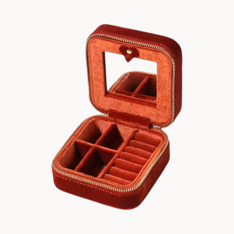 Theiaura Quilted Velvet Travel Jewelry Case