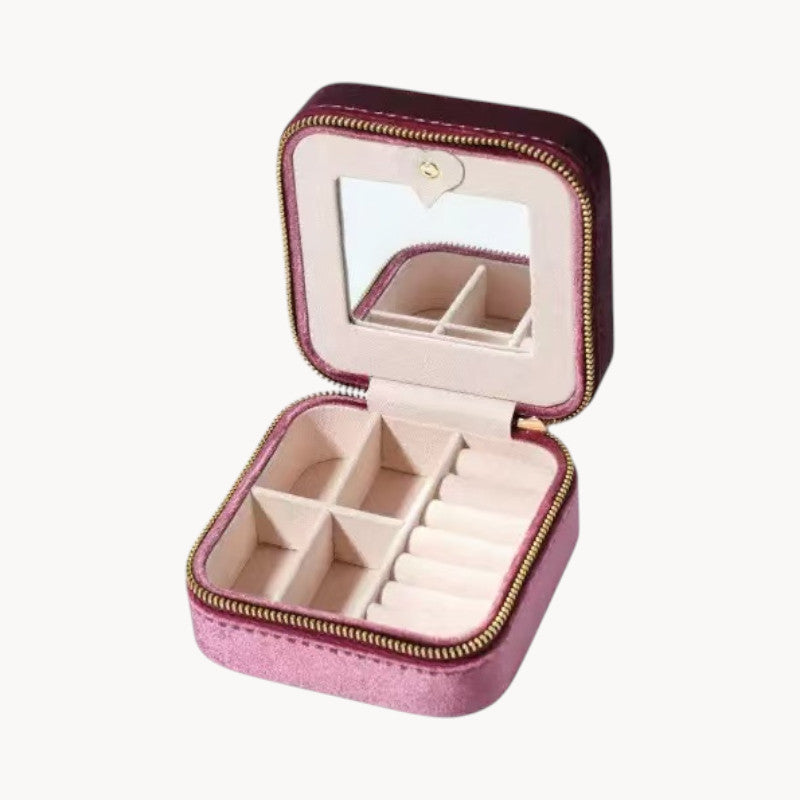Theiaura Quilted Velvet Travel Jewelry Case