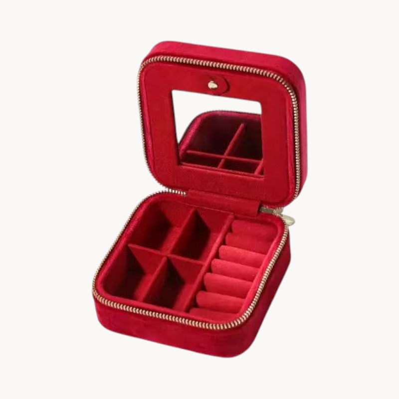 Theiaura Quilted Velvet Travel Jewelry Case