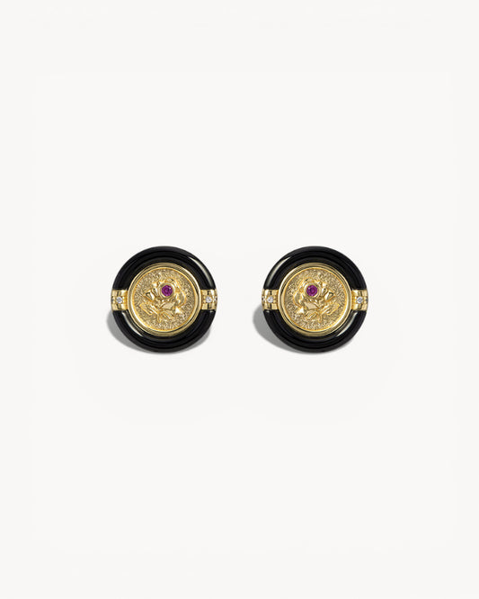 Theiaura Rosalia Medallion Stud Earrings - THEIAURA&CO.