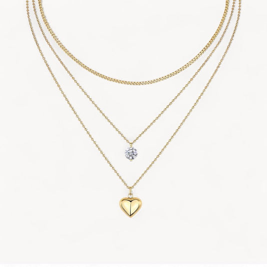 Theiaura Round Moissanite and Heart Shaped Pendant Necklace Set - THEIAURA&CO.