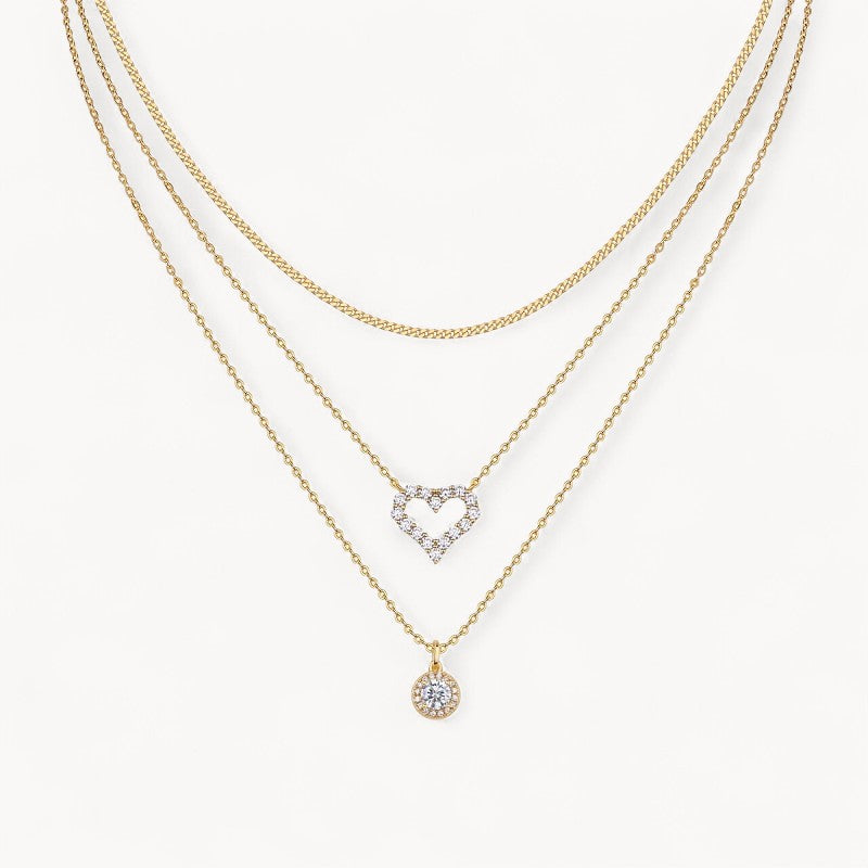 Theiaura Round and Heart Pavé Moissanite Necklace Set - THEIAURA&CO.