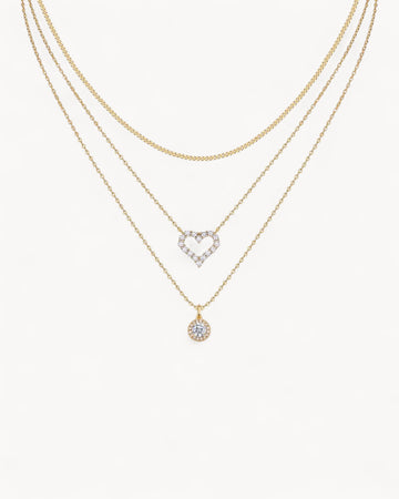 Theiaura Round and Heart Pavé Moissanite Necklace Set - THEIAURA&CO.