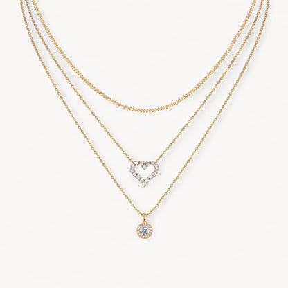 Theiaura Round and Heart Pavé Moissanite Necklace Set - THEIAURA&CO.