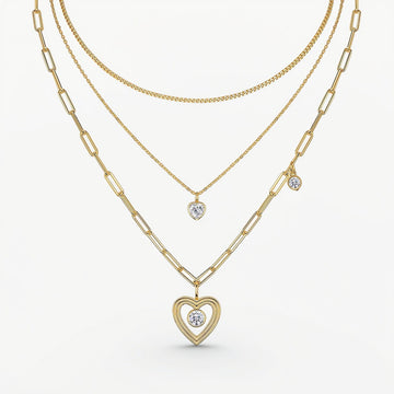 Theiaura Round and Heart shaped Moissanite Necklace Set - THEIAURA&CO.