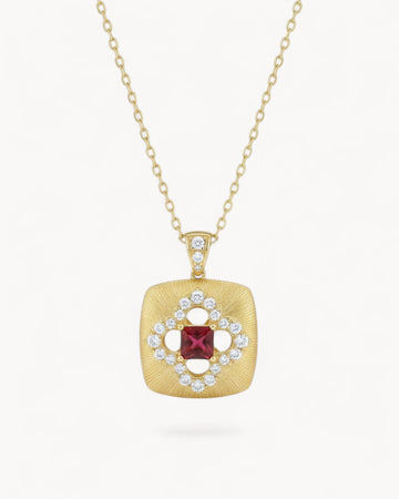 Theiaura Ruby Clover Pendant Necklace - THEIAURA&CO.