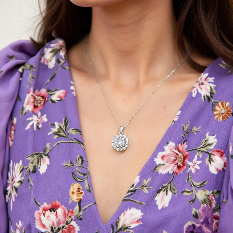 Theiaura Snowflake Moissanite Pendant Necklace (5 Ct.) - THEIAURA&CO.