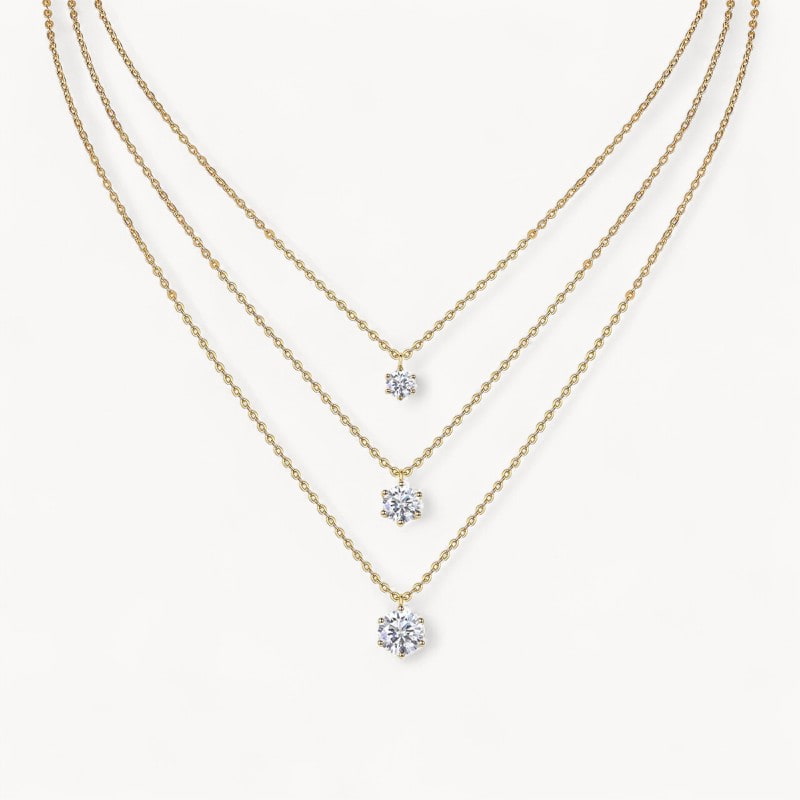 Theiaura Triple 6-prong Moissanite Necklace Set - THEIAURA&CO.