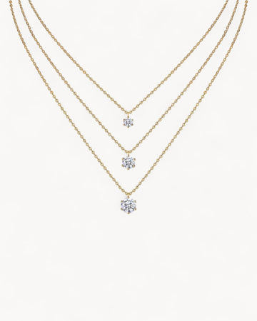 Theiaura Triple 6-prong Moissanite Necklace Set - THEIAURA&CO.