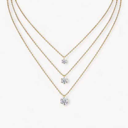 Theiaura Triple 6-prong Moissanite Necklace Set - THEIAURA&CO.