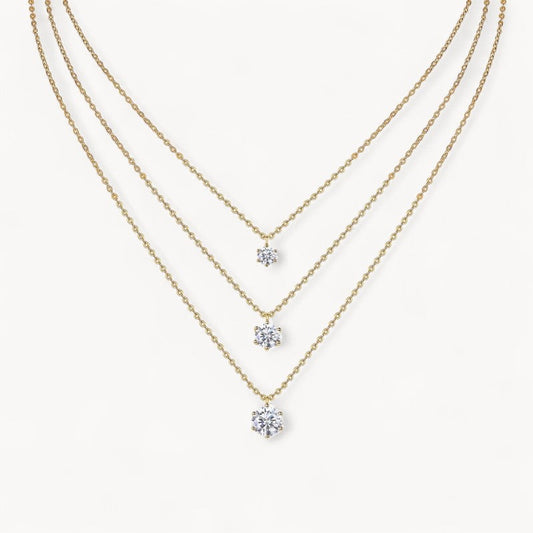Theiaura Triple 6-prong Moissanite Necklace Set - THEIAURA&CO.