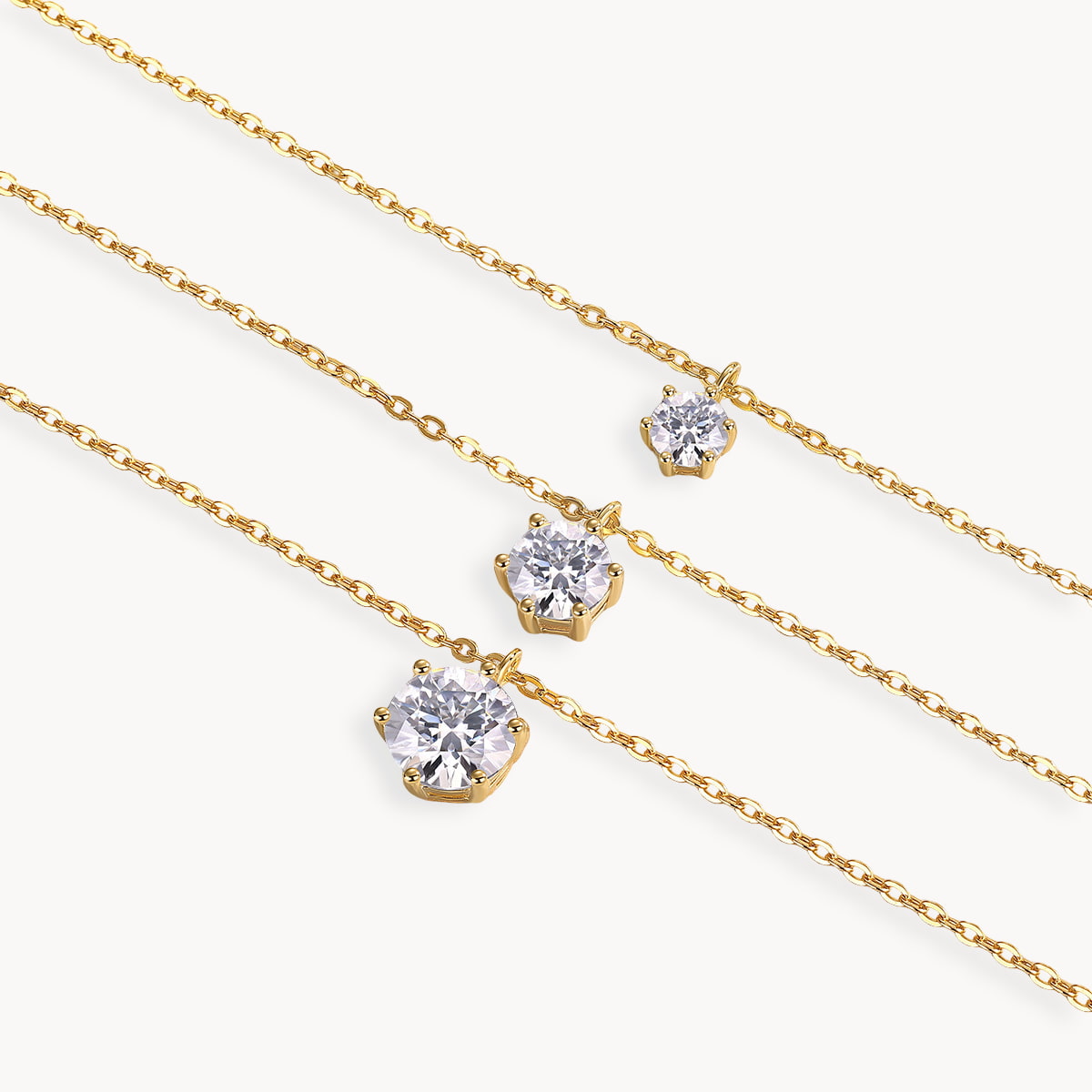 Theiaura Triple 6-prong Moissanite Necklace Set - THEIAURA&CO.