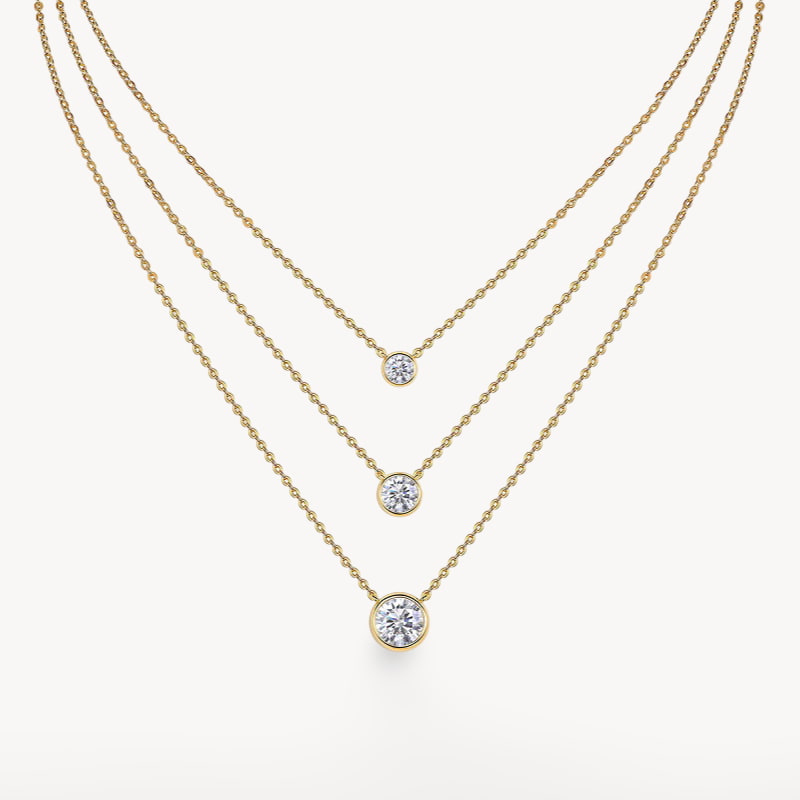 Theiaura Triple Bezel Moissanite Necklace Set - THEIAURA&CO.