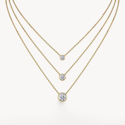 Theiaura Triple Bezel Moissanite Necklace Set - THEIAURA&CO.