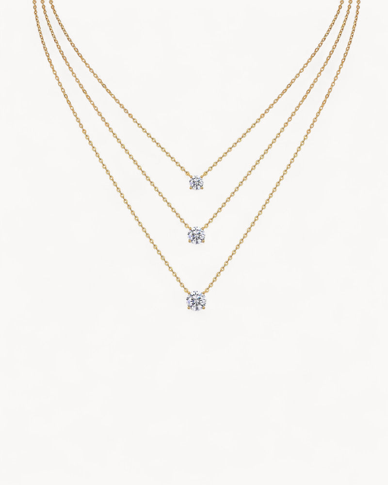 Theiaura Triple Round Moissanite Necklace Set