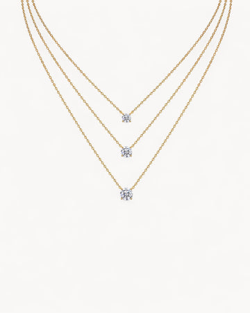 Theiaura Triple Round Moissanite Necklace Set - THEIAURA&CO.