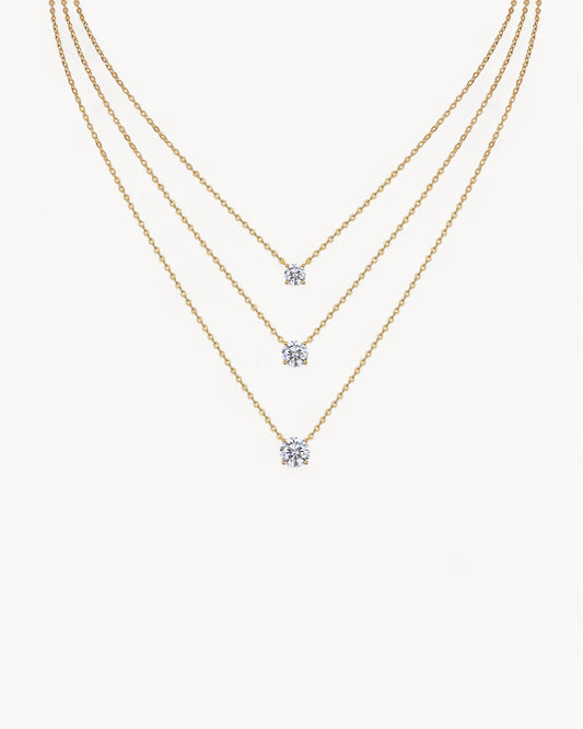 Theiaura Triple Round Moissanite Necklace Set