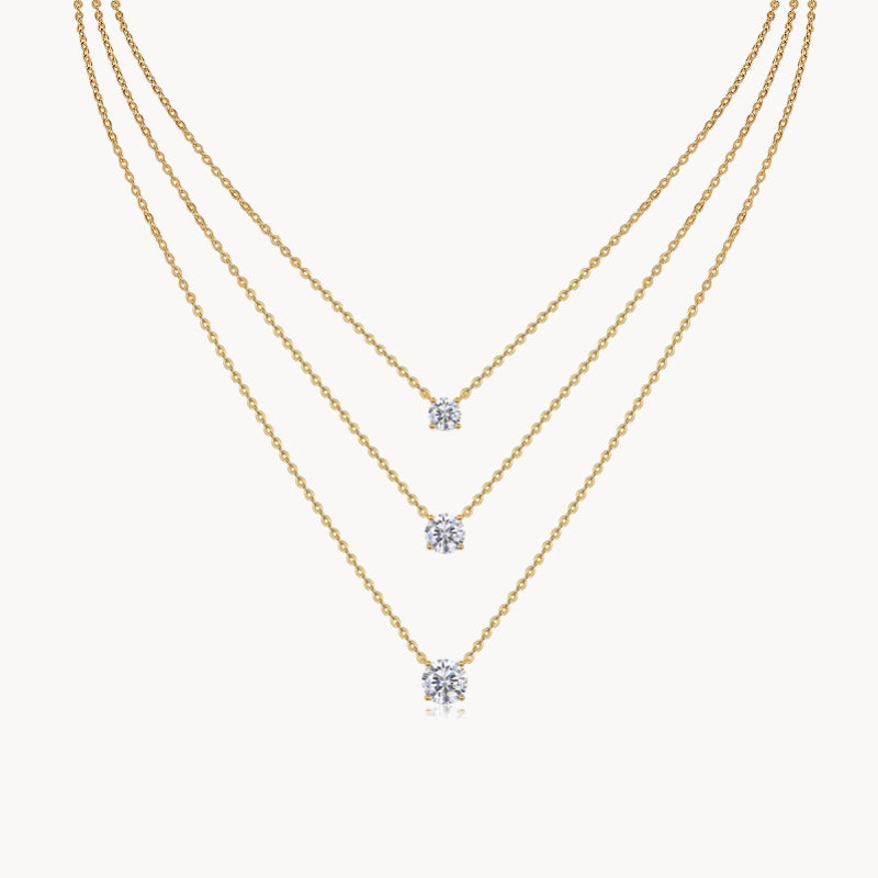 Theiaura Triple Round Moissanite Necklace Set - THEIAURA&CO.