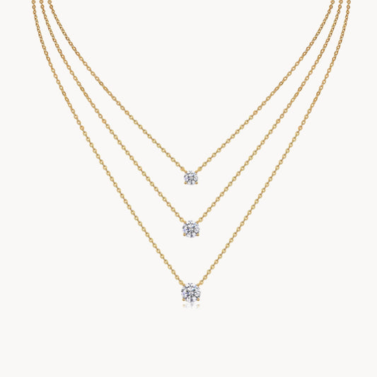 Theiaura Triple Round Moissanite Necklace Set - THEIAURA&CO.