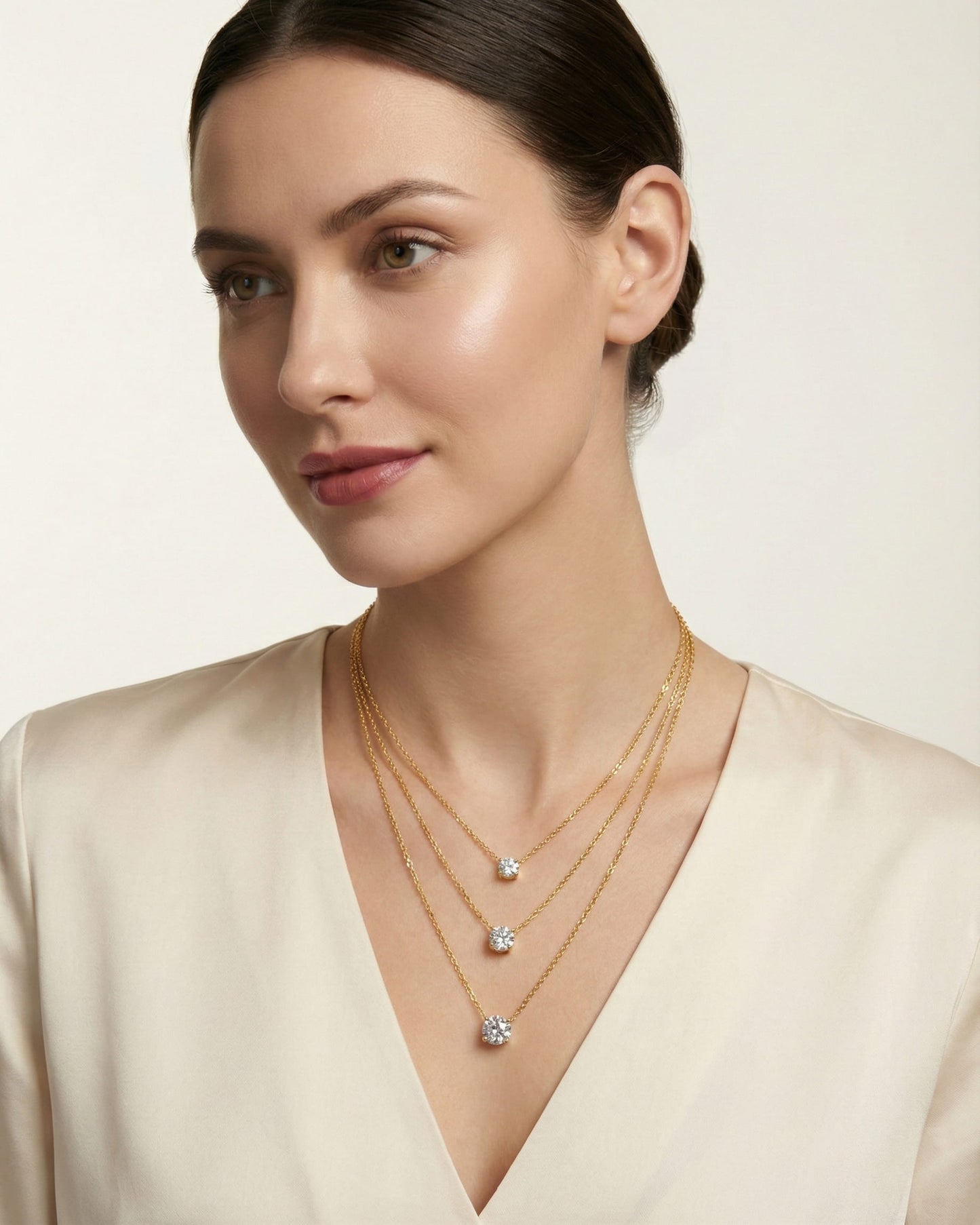 Theiaura Triple Round Moissanite Necklace Set