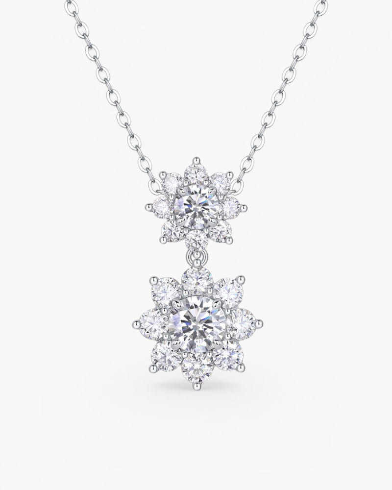 Theiaura Twin Sunflower Moissanite Pendant Necklace - THEIAURA & CO.