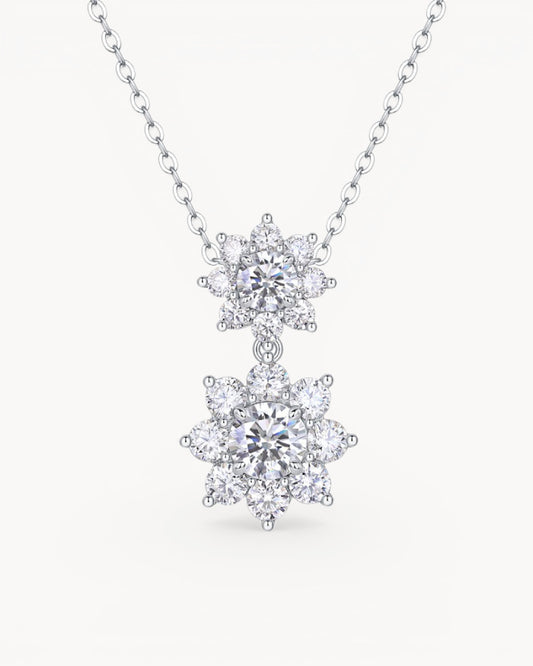 Theiaura Twin Sunflower Moissanite Pendant Necklace - THEIAURA & CO.