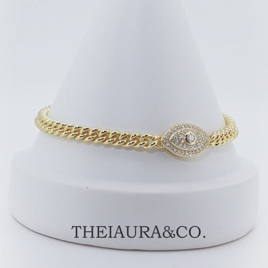 Theiaura Evil Eye Moissanite Chain Bracelet - THEIAURA&CO.