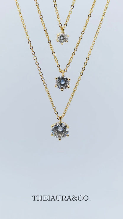 Theiaura Triple 6-prong Moissanite Necklace Set