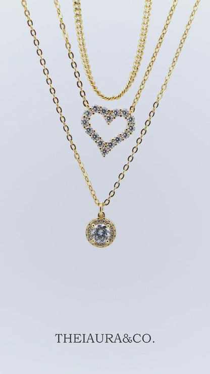 Theiaura Round and Heart Pavé Moissanite Necklace Set