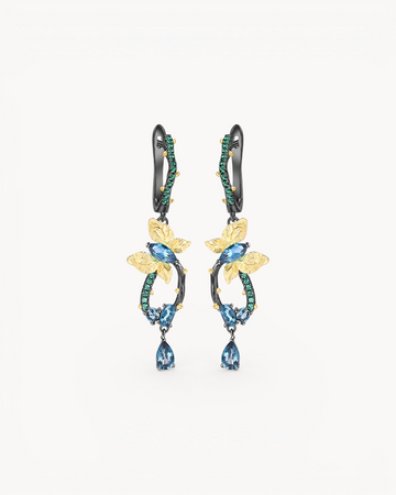 Theiaura Nocturne Butterfly Drop Earrings with natural London blue topaz