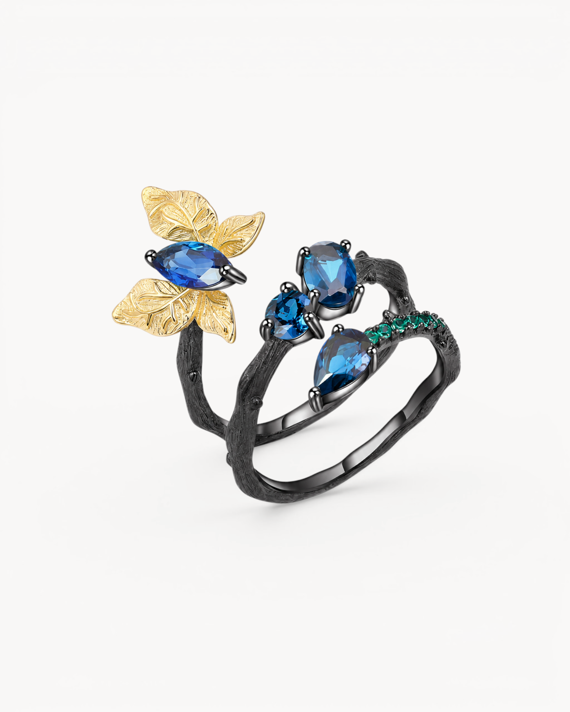 Theiaura Nocturne Butterfly Ring with natural London blue topaz