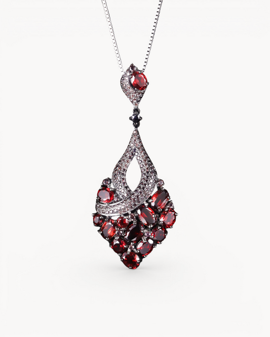 Theiaura Prism Grove Pendant Necklace with natural garnet