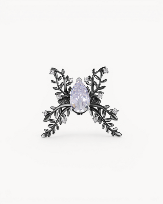 Theiaura Shadowleaf Butterfly Ring with zircon