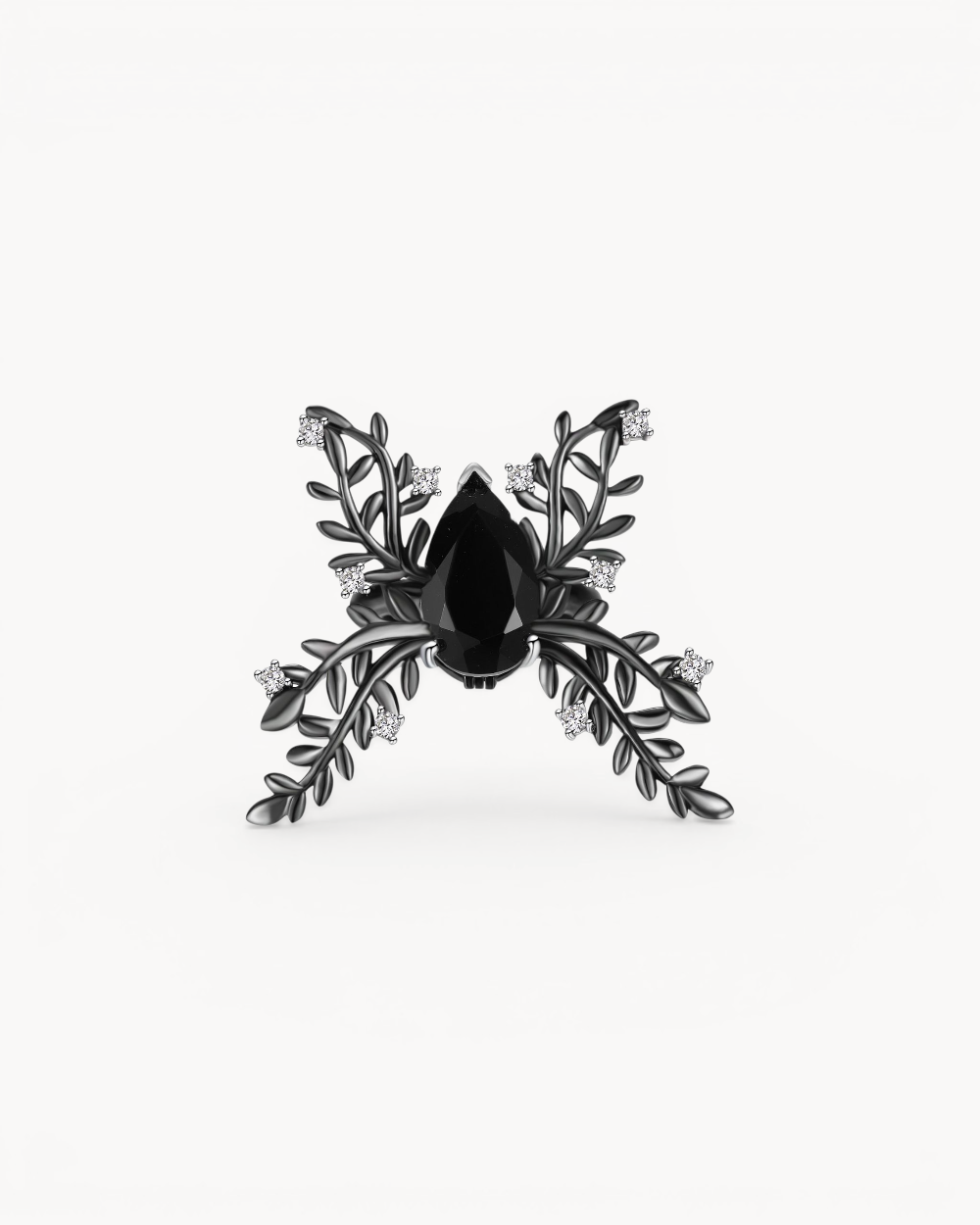 Theiaura Shadowleaf Butterfly Ring with black agate