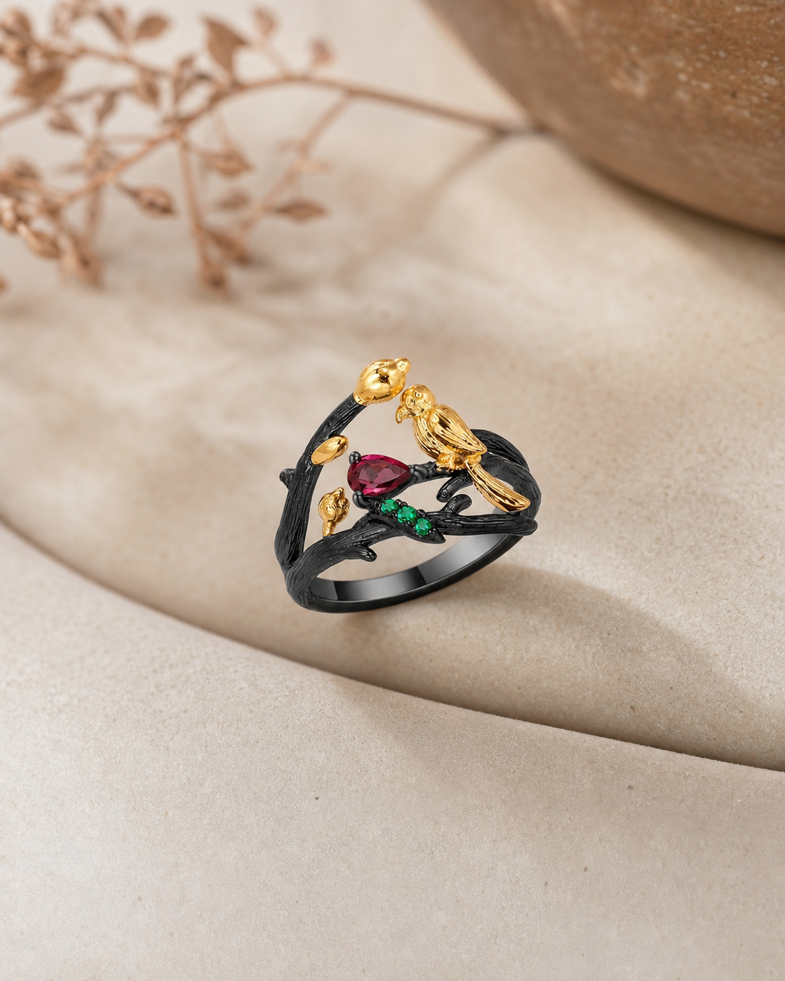 Theiaura Songbird Garden Open Ring in a contemporary jewelry scene
