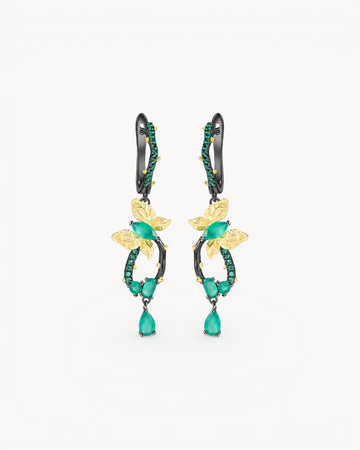 Theiaura Verdant Butterfly Drop Earrings with natural green agate